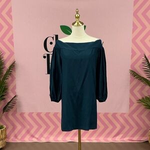 Amanda Uprichard Off-the-Shoulder Navy Blue Long Sleeve Dress